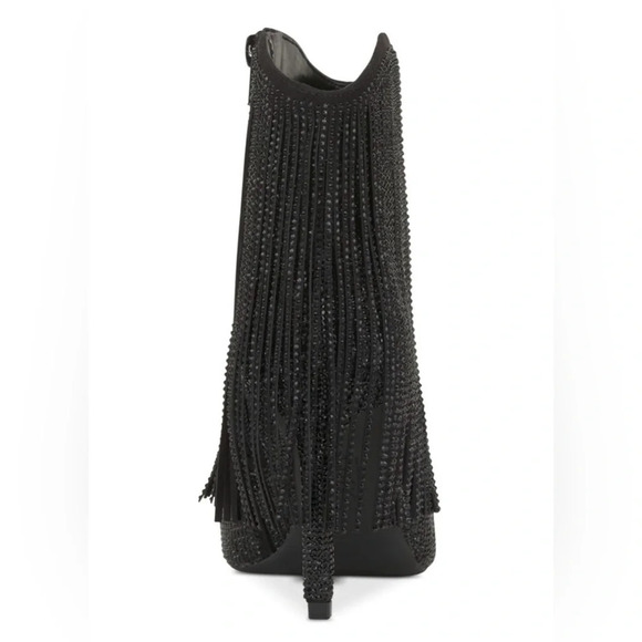 INC Women's Ismeria Fringe Bling Booties, Size 7.5/ Color/ Black Bling - Picture 3 of 12